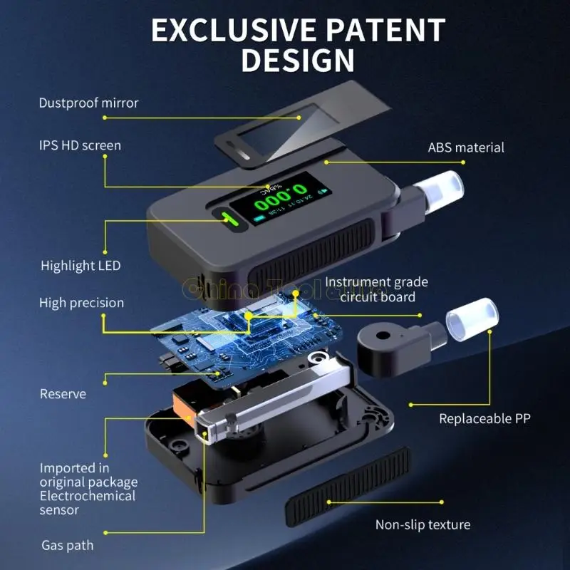57qf Digital LCD Bôlinise Precisão Profissional Precisão Profissional Dispositivo teste etanol Detectores etanol para