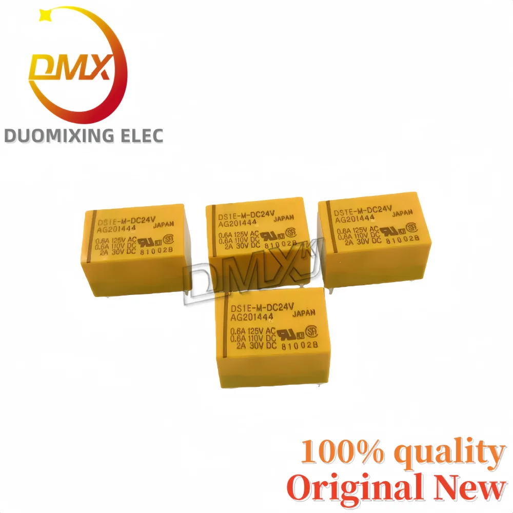 10PCS/lot 100%Original DS1E-M-DC24V 12VDC DC5V AG201444 0.6A 125VAC 110VDC 2A 30VDC DIP-5 Electromagnetic relay