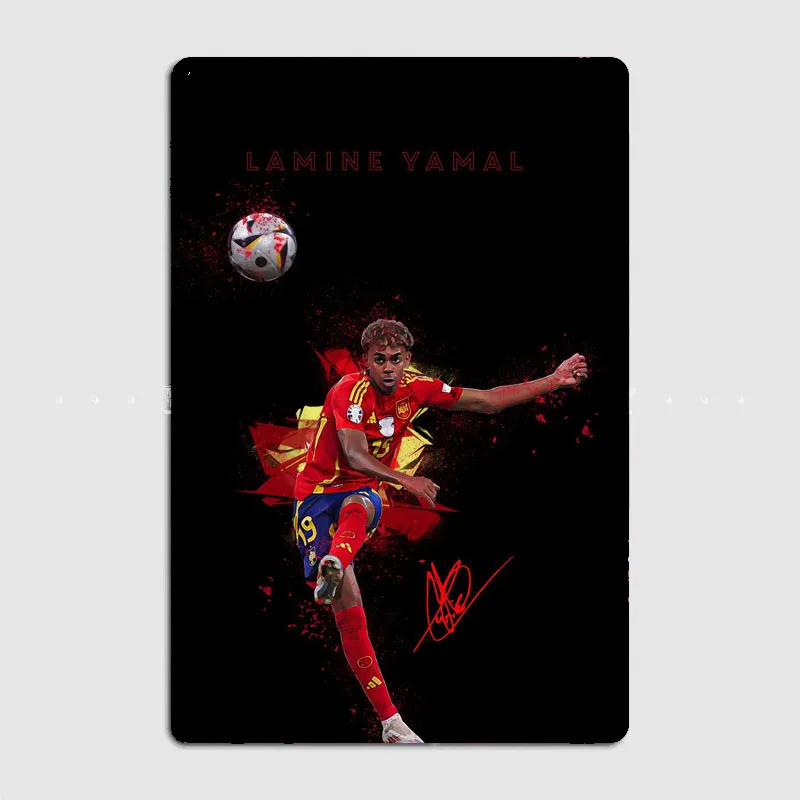 Lamine Yamal Football Sport Player Posters Metal Sign Custom Tin Wall Decor Club Garage Drawing Room Decor Vintage Home Decor