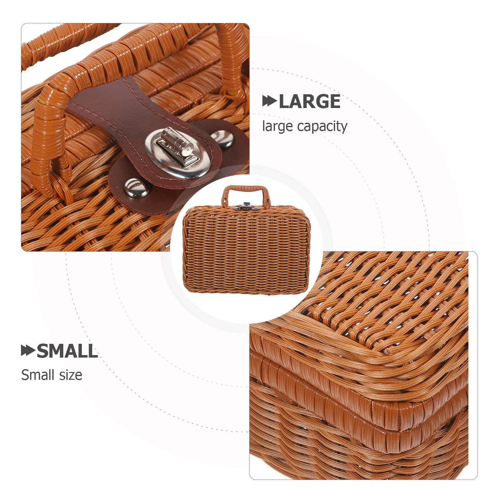 

Retro Handwoven Imitation Rattan Storage Box Large Capacity Woven Organizer Durable Design Home Clothes Container