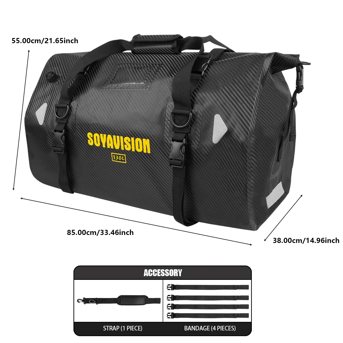 Black Motorcycle Saddle Bag 20L/50L/70/100L/130L Waterproof Car Motor Tail Seat Storage Picnic Travel Outdoor Backpack Luggage