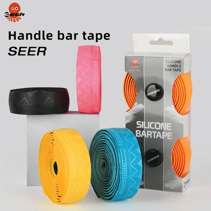 SEER 1 Pair Anti-Slip Road Bike Handlebar Tape PU EVA Silicone Shockproof Handle Bar Tape With Bar End Plugs Bicycle Accessories