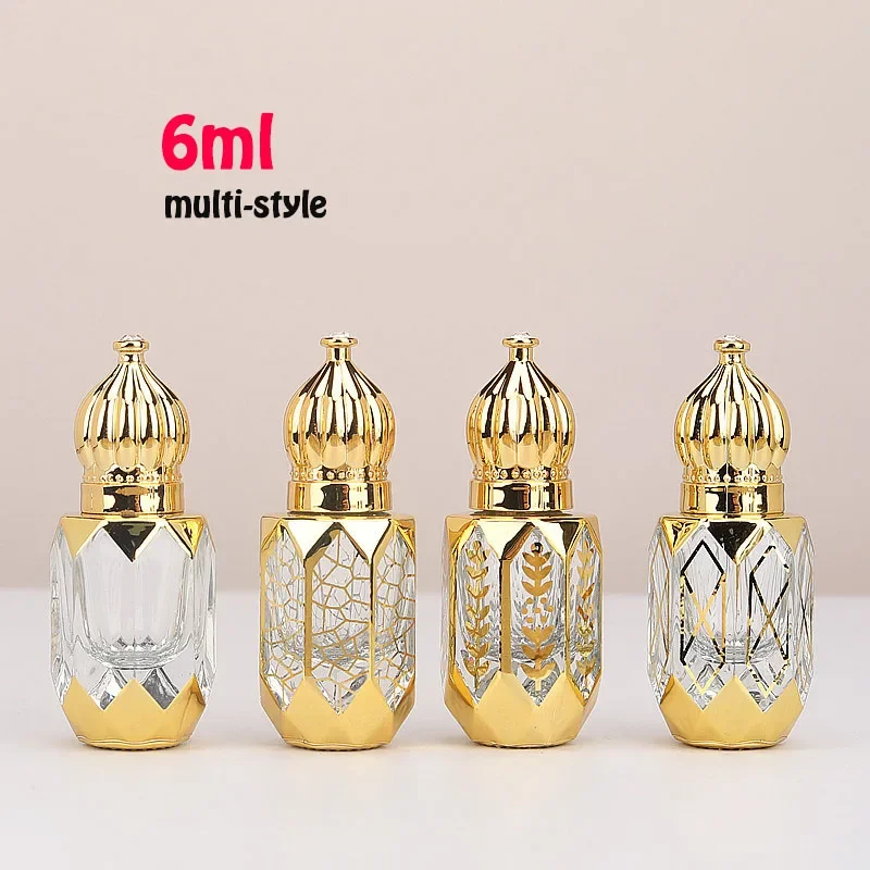 1pcs 6ml Electroplated Roller Ball Glass Perfume Bottle Metal Deluxe Perfume Dispenser Portable Travel Fillable Bottle