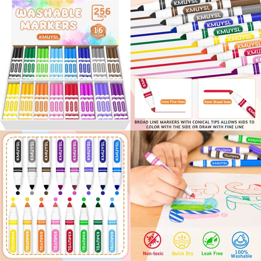 

Моющиеся маркеры KMUYSL, оптовые разные цвета — цветные маркеры с широким коническим наконечником для школьных художественных принадлежностей «Снова в школу» S