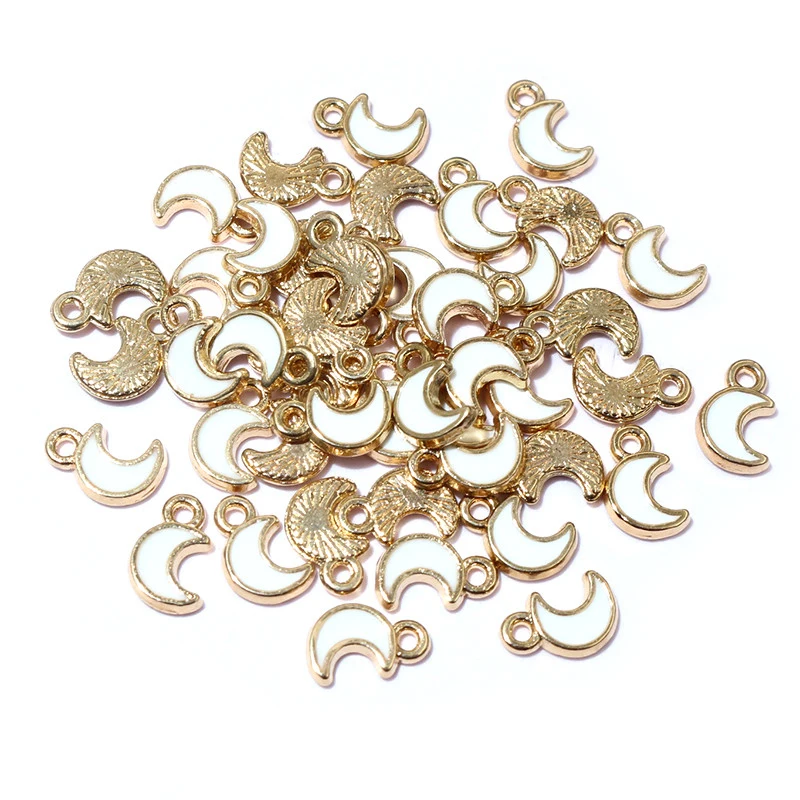 100Pcs 8x5mm Small Alloy Moon Charms Pendants Multi Colors For DIY Bracelet Necklaces Jewelry Making Accessories