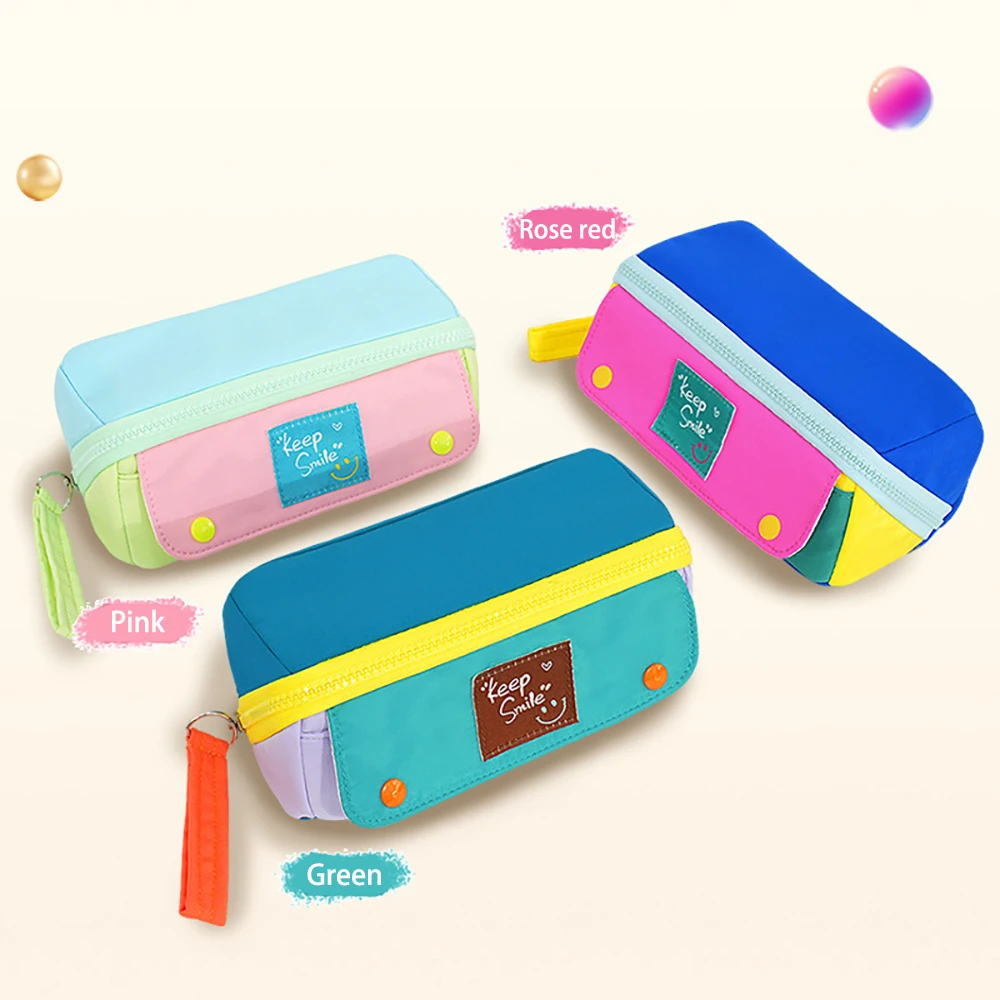 

Портативный пенал большой вместимости, с простым цветовым дизайном, широким отверстием, простой студенческий пенал, для хранения канцелярских принадлежностей.