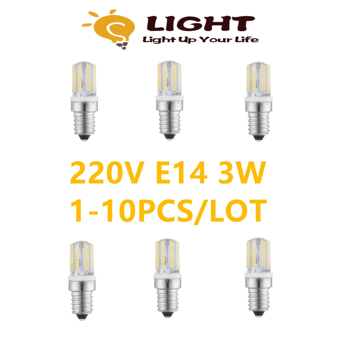 1-10PCS Mini E14 LED Corn Bulb 64 LEDs  4W silica gel material AC220V Lampada LED Lamp Chandelier Candle LED Light Bombilla