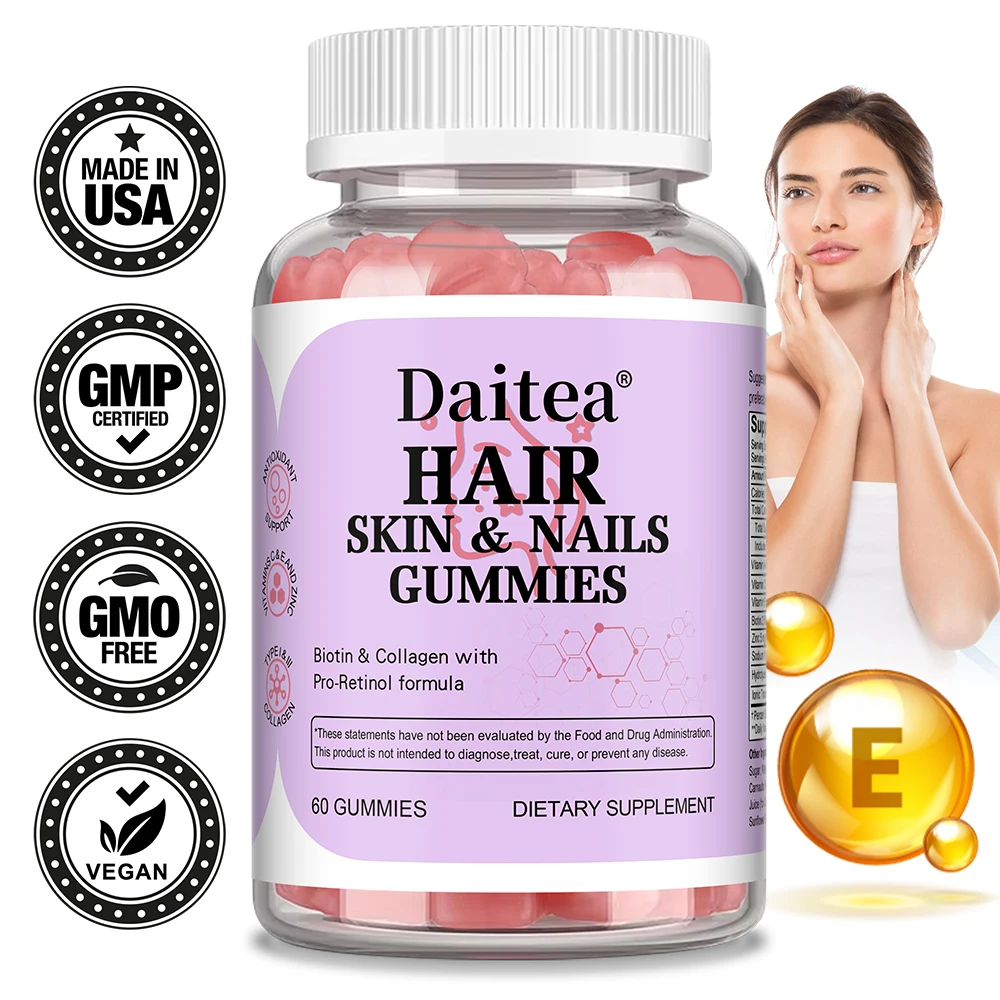 

Skin, Hair & Nails Supplement, with Collagen Peptides, Vitamin C, Antioxidant, Bone and Joint Health, Promote Digestion