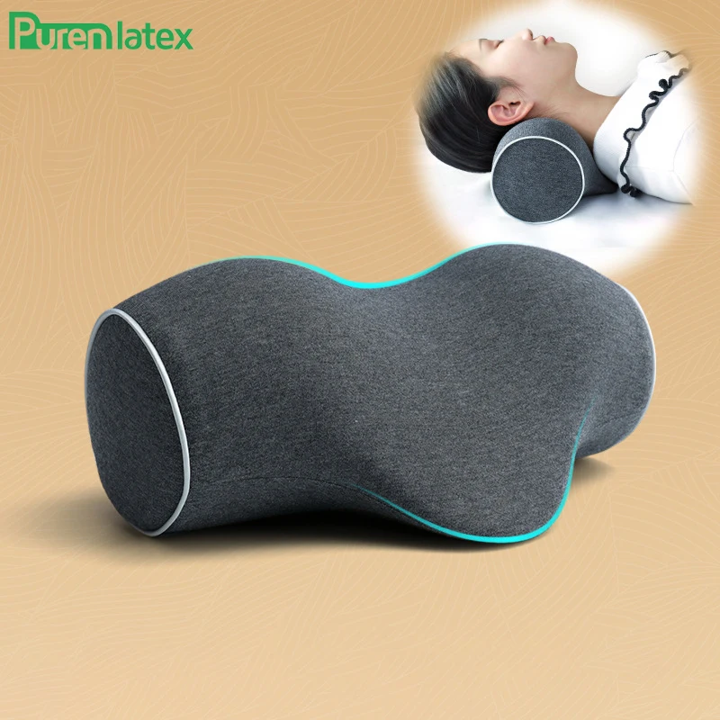 PurenLatex Memory Foam Pillow 28x16cm Orthopedic Neck Pillow Therapy Neck for Sleeping Bolster Cushion Multi-function Cushion