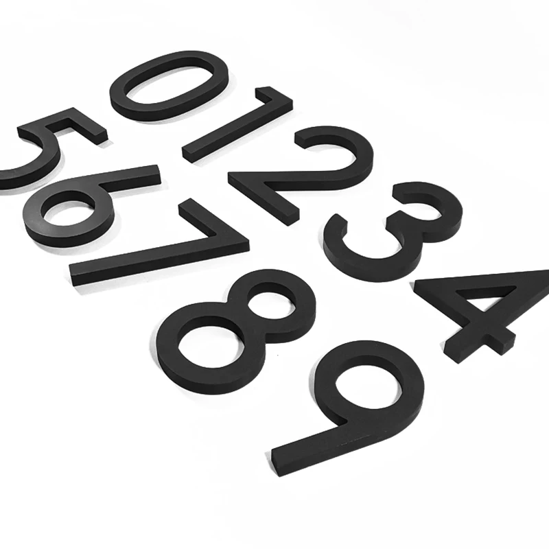 Address Big Modern Door Alphabet Floating House Number Letters Sign #0-9 Black Numbers 125mm 5 in Home Outdoor