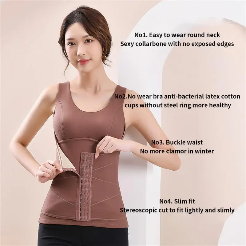 2022 Women Thermal Underwear Shaper With Bra Sexy Autumn Winter Thickened Wire Free Slimming Vest Shapewear Seamless Corset