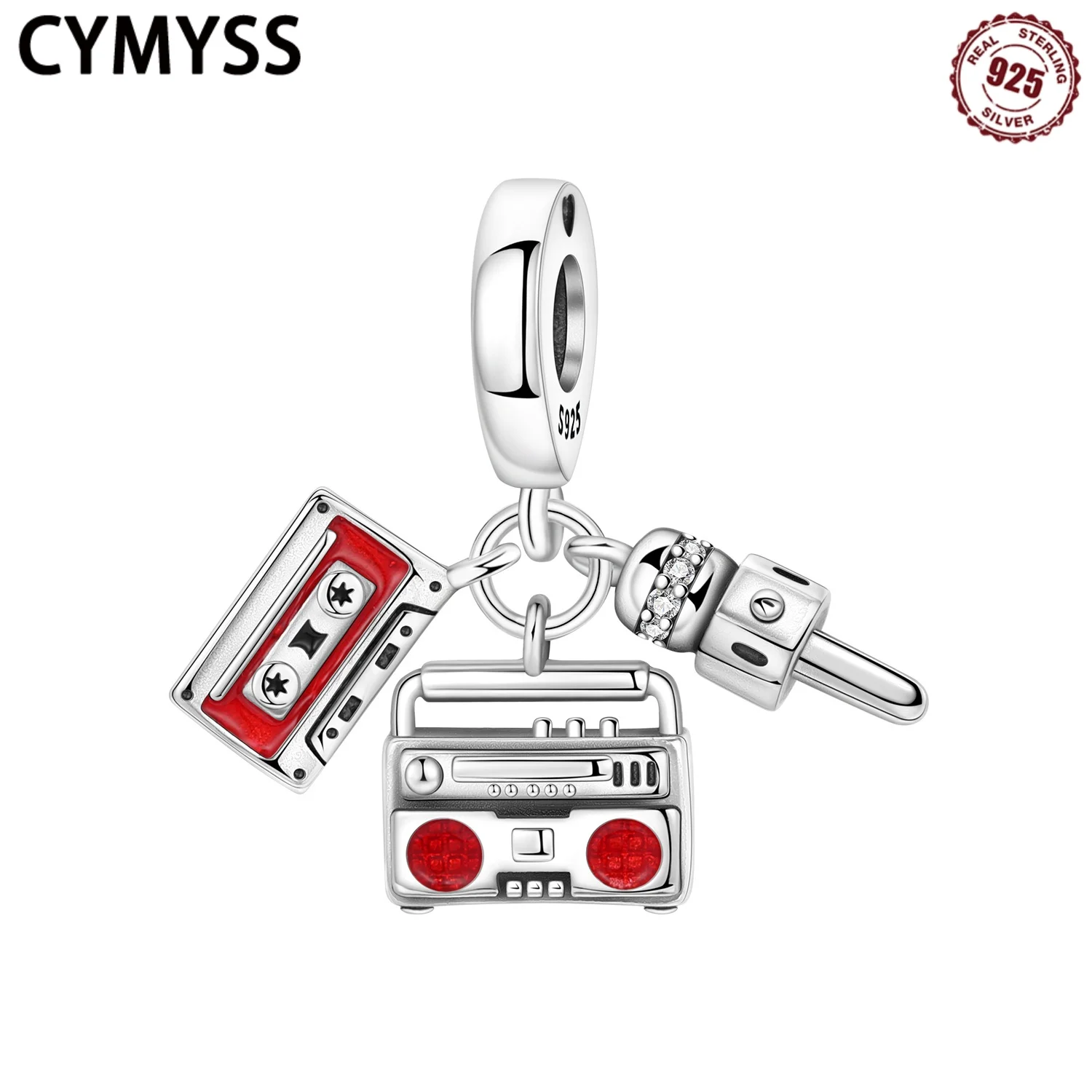 

CYMYSS 2025 New S925 Sterling Silver Zircon Vintage Music Pendant Fine Jewellery Birthday Gift Women's DIY Charms