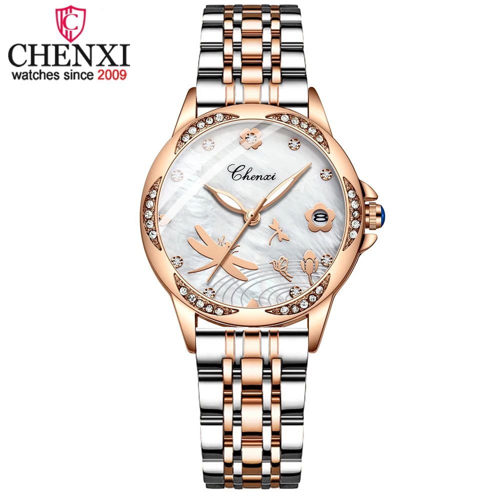 CHENXI Top Brand Luxury Ladies Watch Waterproof Dress Quartz Stainless Steel Wrist Watches Women Simple Casual Clock Reloj Mujer