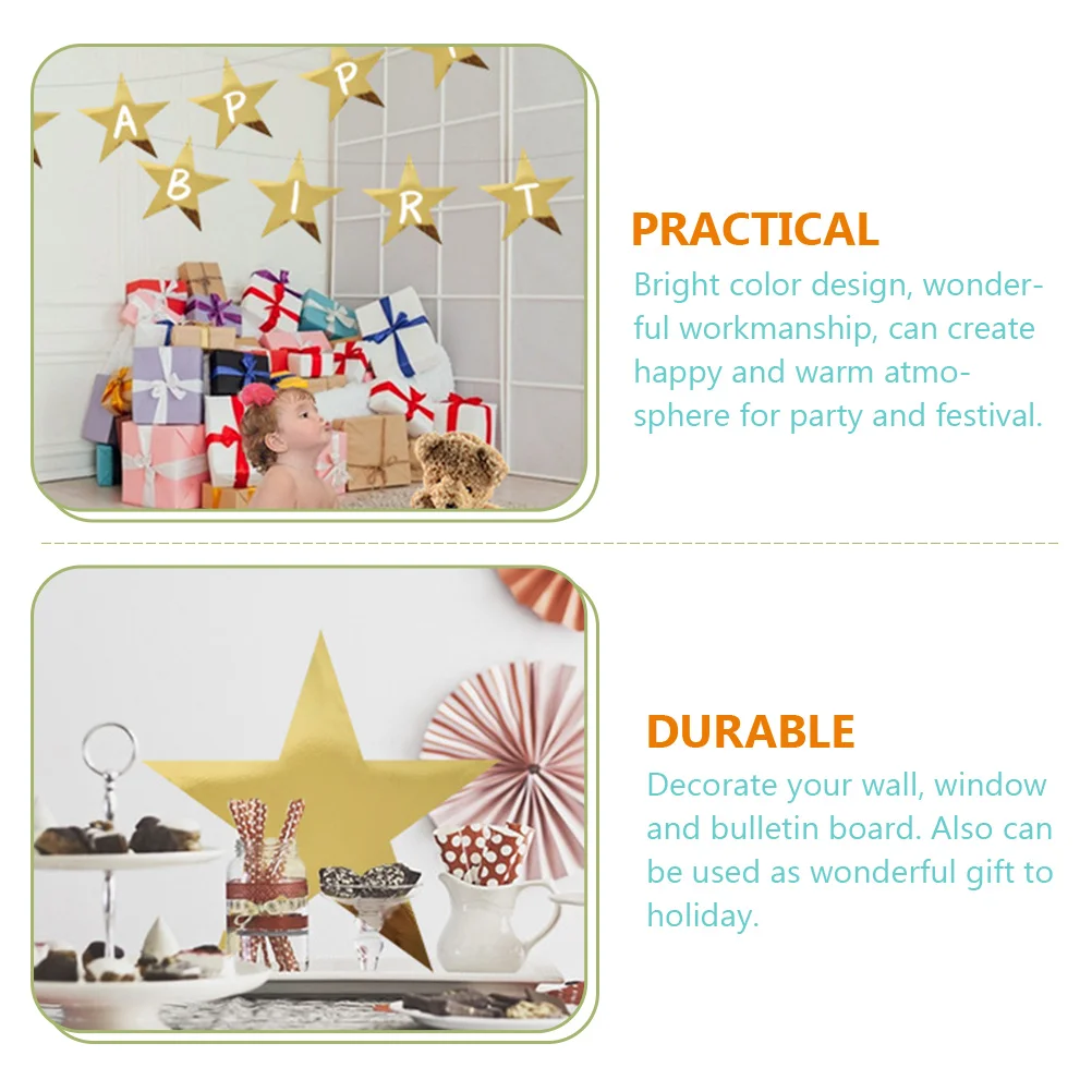 

24 Pcs Gold Star Cutouts for Wall Decor Party Background Photo Prop Wedding Bulletin Board Classroom Decorations Bright Color