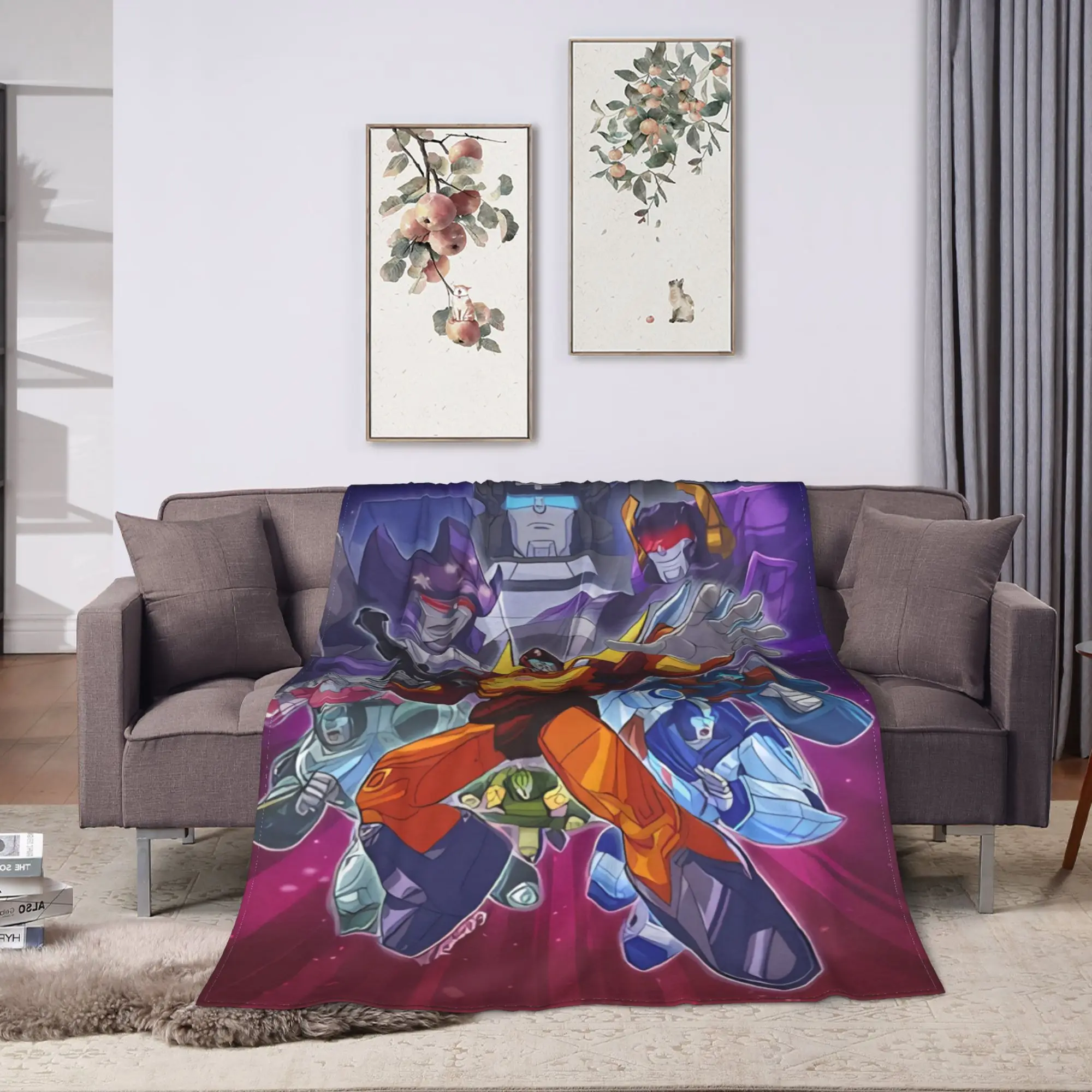 Transformered Cartoon Soft Warm Blanket  Picnic Plush Throw Blanket Street Trend Bedroom Flannel Bedspread Sofa Bed Cover
