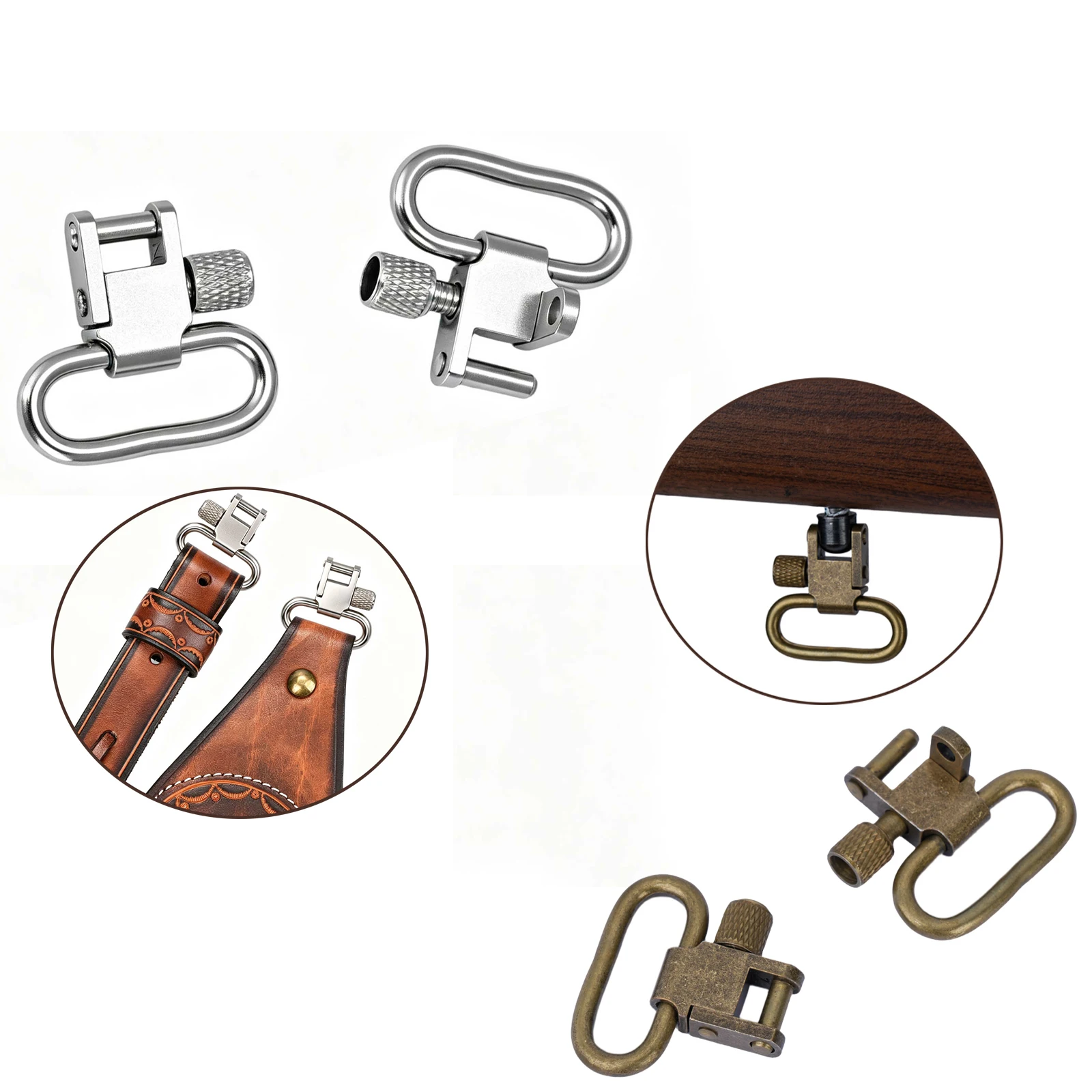 Tourbon Hunting Accessories 1 Pairs of Sling Swivels Quick Release Gun Mounted Detached Metal Clip Shooting