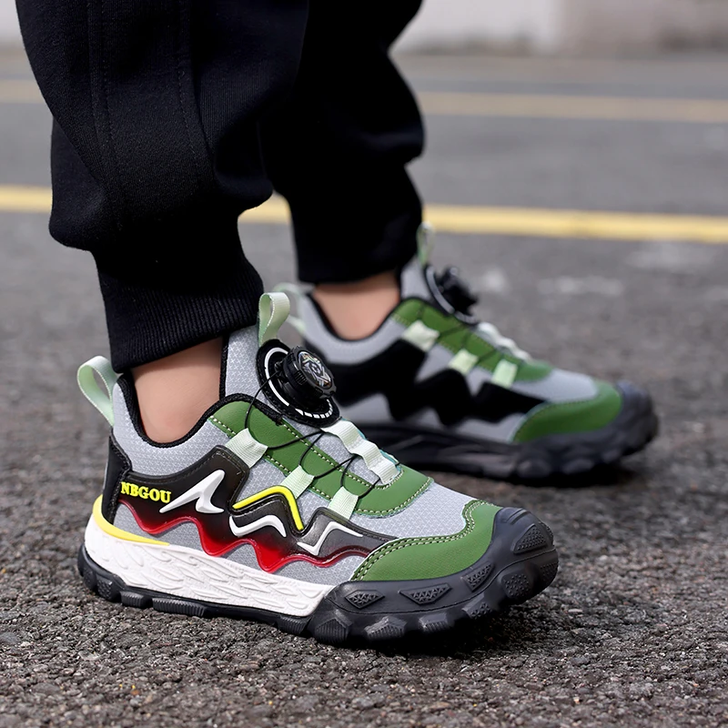 

Autumn Winter Fashion Green Hiking Shoes for Children Comfortable Platform Outdoor Sports Shoes Boys Non-slip Trekking Sneakers
