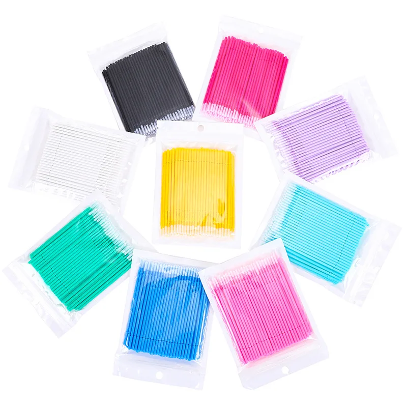 100 Stuks Wegwerp Lange Kop Borstels Micro Lash Borstels Wimpers Mascara Wattenstaafje Lash Extension Supplies Micro Applicator Wands