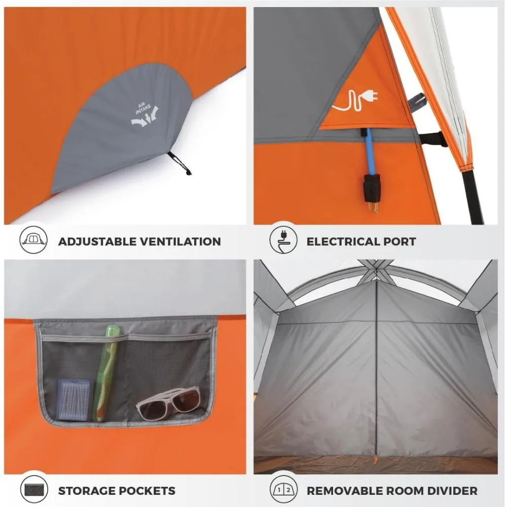 Tentes multi-pièces pour la famille, équipement de loft inclus, accessoires de camping, cabine portable, énorme, 10 pièces