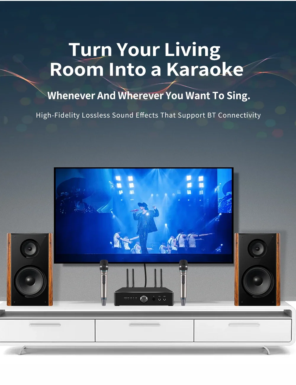 Karaoke Machine Double Operational Amplifier 2.4Ghz 5Ghz Dual Band Wifi Android 12 8GB KTV Amplifier