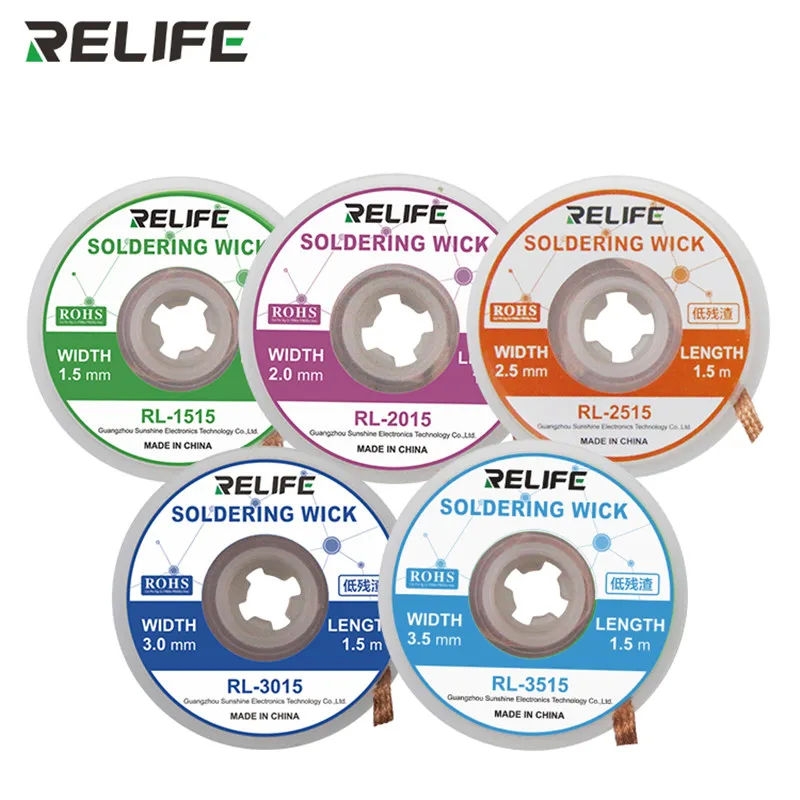 RELIFE  1Pc Soldering Wick Desoldering Braid 3mm 2.5mm 2mm 1.5mm Welding Solder Remover Soldering Repair Tools