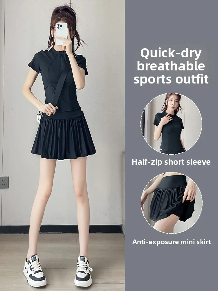 

Women's Tennis Badminton Sports Suit Ice Silk ort Skirt Qui Dry Yoga Fitn Summer New Sle Anti Exposure Leisure Sport...