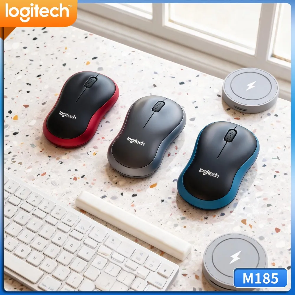 Logitech M185 No‑Fuss Wireless Mouse, Quick Pairing, 3 Buttons, 1000 DPI Tracking, Suitable For Office Document Processing