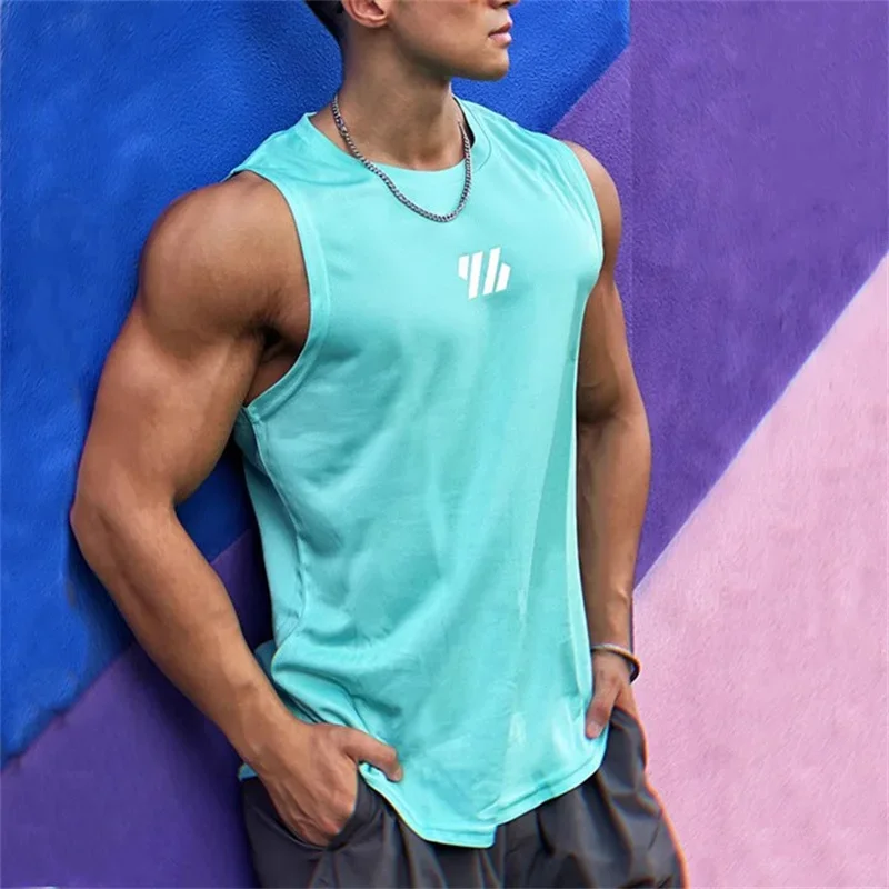Summer Gym Tank Top Men Mesh Clothing Quick Dry Bodybuilding Sleeveless T Shirt Fitness Singlets Basketball Sports Muscle Vest
