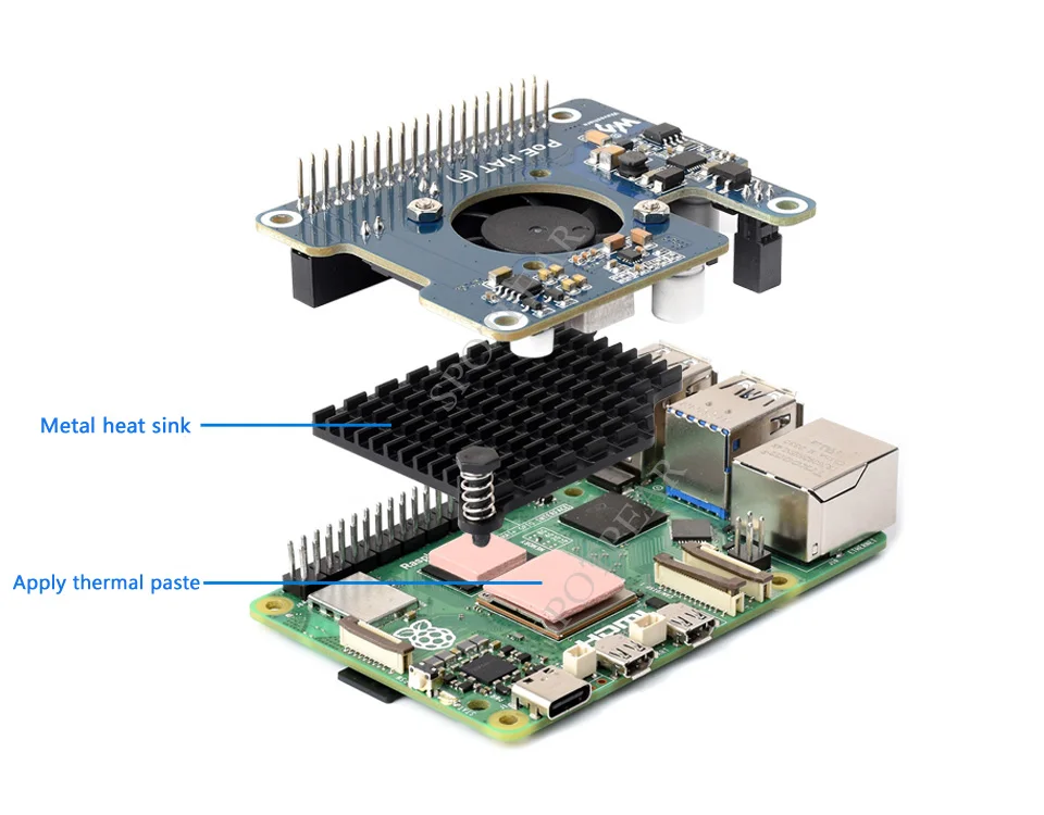 Imagem -06 - Raspberry pi Poe Hat Power Over Ethernet 802.3af-módulo Compatível para Pi5