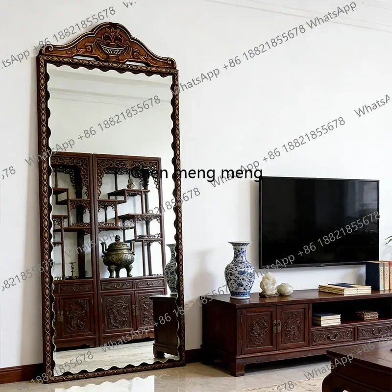 A17 Retro floor mirror home bedroom living room full-body mirror full-length mirror French palace-style new Chinese style