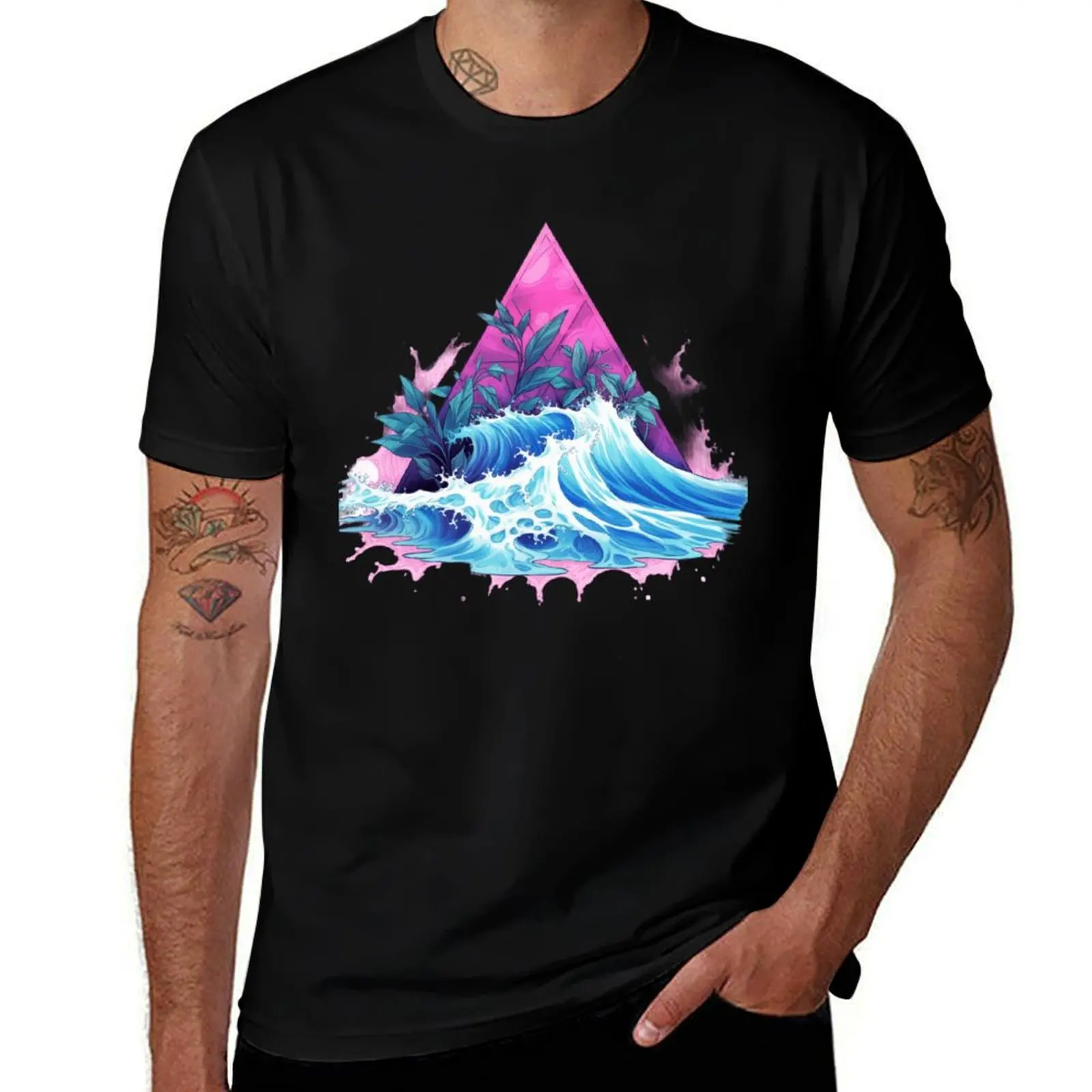 Zomer Vaporwave Wave Triangle T-shirt schattige kleding dierenprint voor jongens heren effen t-shirts