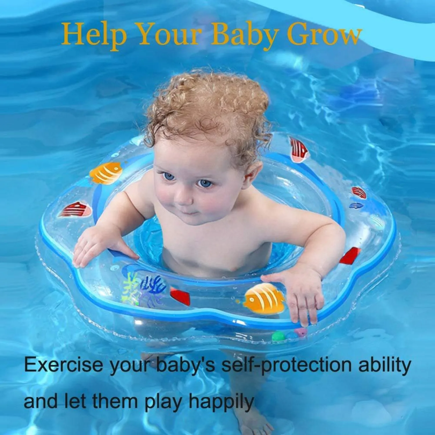 Baby Swimming Lifebuoy Baby Swimming Bath nuoto Training sicurezza ambientale doppio Airbag anello da nuoto blu