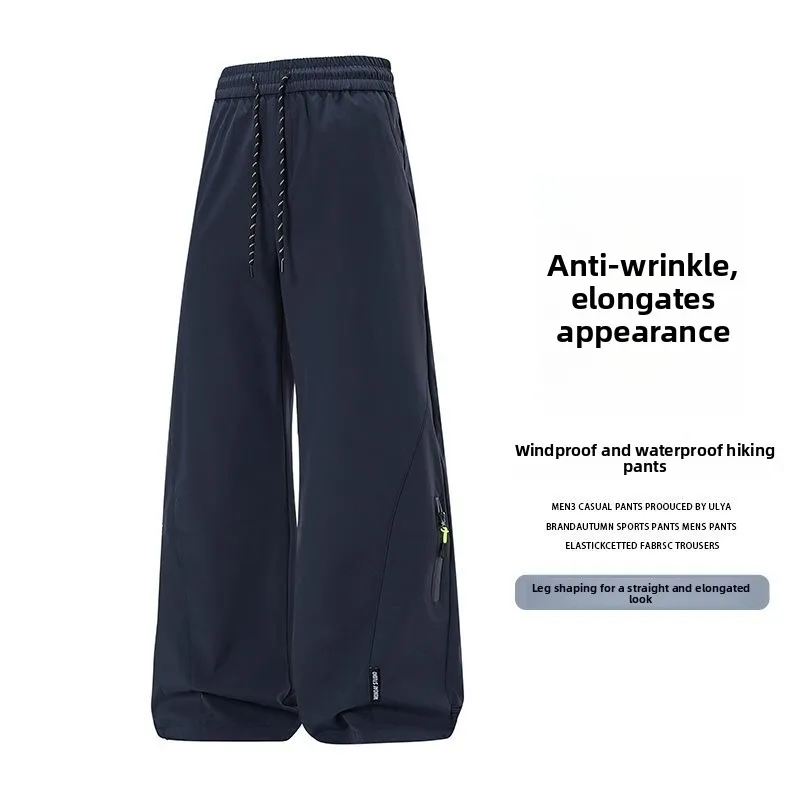 

Waterproof Windproof Slim Fit Casual Trousers Men Women Autumn Faion Zipper Design Large Size Straight Leg Functional Workwear