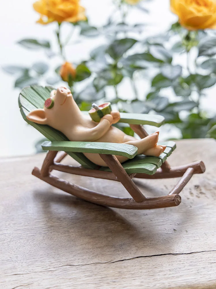 Creative Decompression Rocking Chair Decoration Desktop Cute Frog Office Decoration Cartoon Courtyard Balcony Landscape Gift