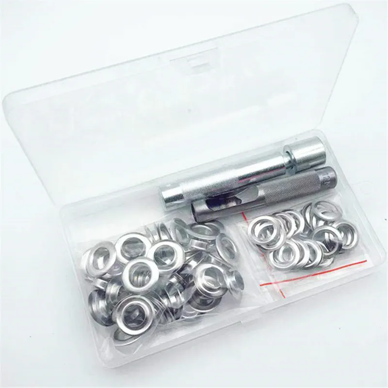 50 Sets Buttons+ Tools Tent Canvas Leather Craft Eyelets Kit with Install Tool & Storage Box