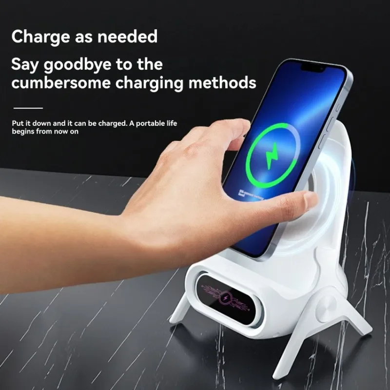 15W Universal Wireless Charger with Stand for Chair and Desk Horizontal Vertical Auto Sensing Amplified Sound for All Phones