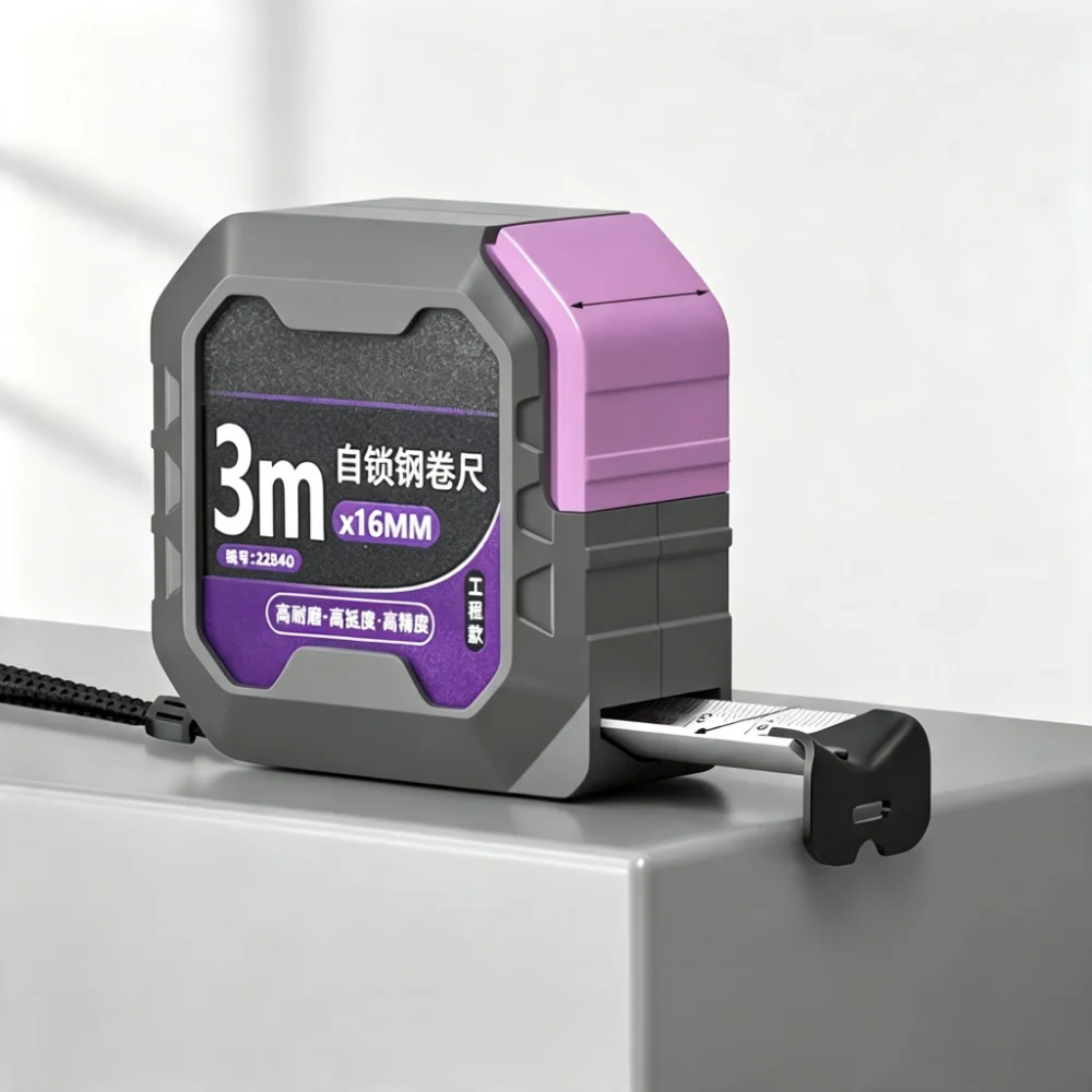 Sturdy Construction Steel Tape Measure Pastel Purple High Precision Measuring Tape Automatic Lock Shock-Resistant