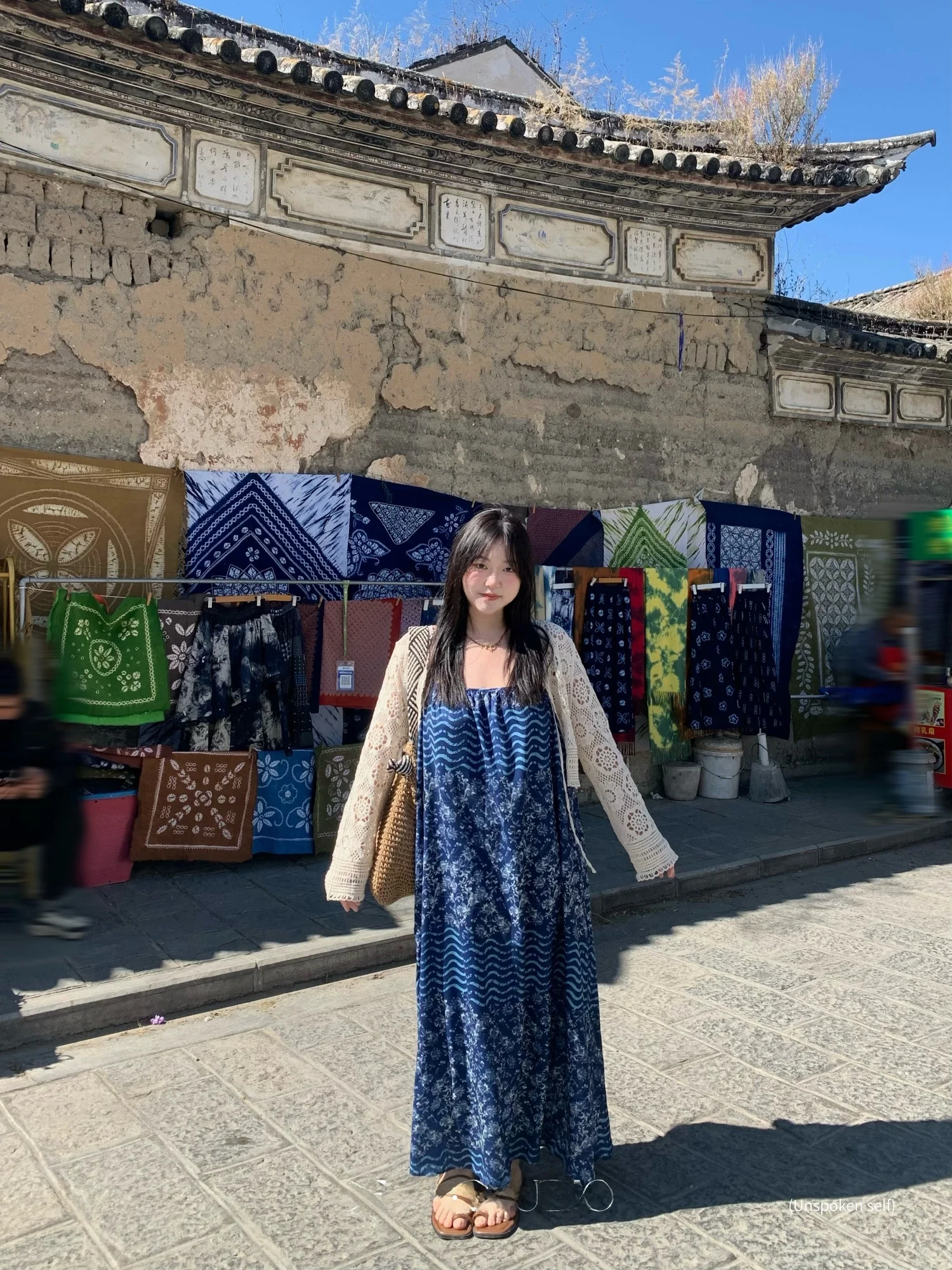 

Loose Dyeing Blue Floral Print Wrap Dr Women's Summer Vaion Long Dr Ethnic Sle Casual Faion plus Size Gown