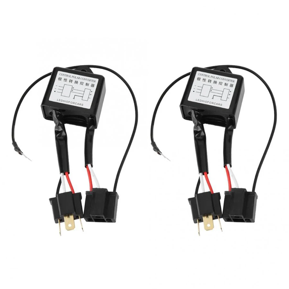 1 Pair Car LED Headlight Reversed Polarity Converter Decoder Positive Negative Switch Harness Adapter for H4 Xenon Lamp