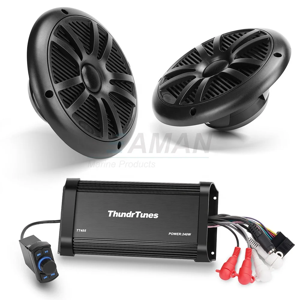 

Морской 4-канальный усилитель мощностью 800 Вт и комплект динамиков 6,5 дюйма с пультом дистанционного управления, специально для UTV ATV