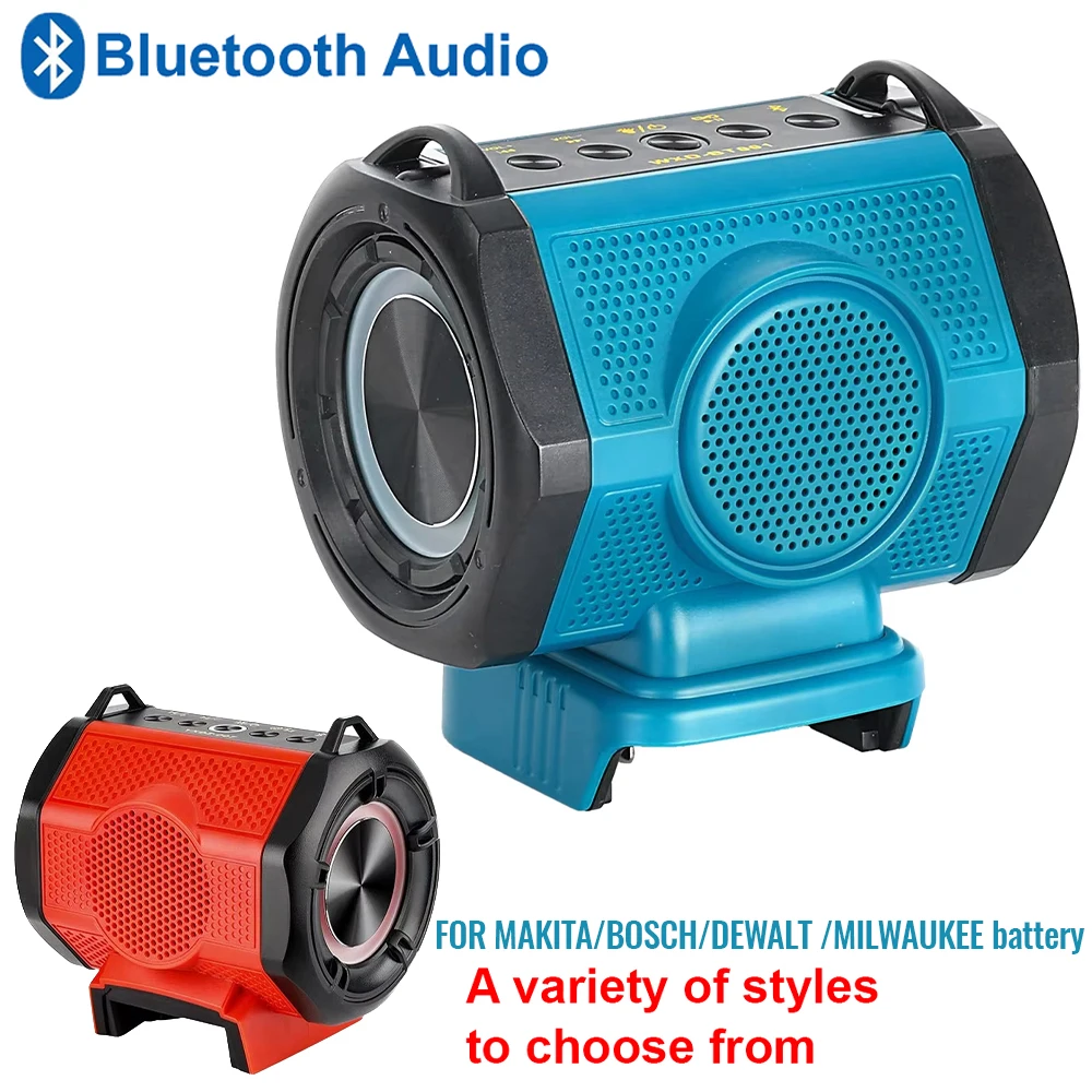 

Bluetooth Speaker For Milwaukee/Makita/Dewalt/Bosch 18V Battery USB Type-C Colorful LED Charge Player Loud Speakers Amplifier