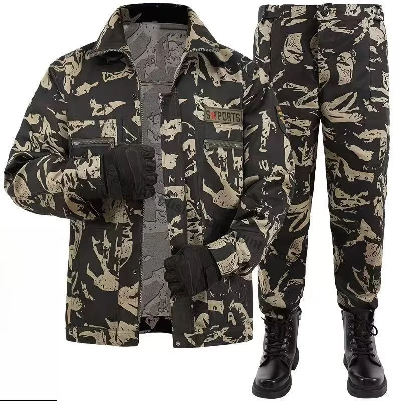 Camouflage Uniform Set Thin Wear Resistant Dirt Resistant Spring Autumn Workwear Student Training Labor Protection Clothing