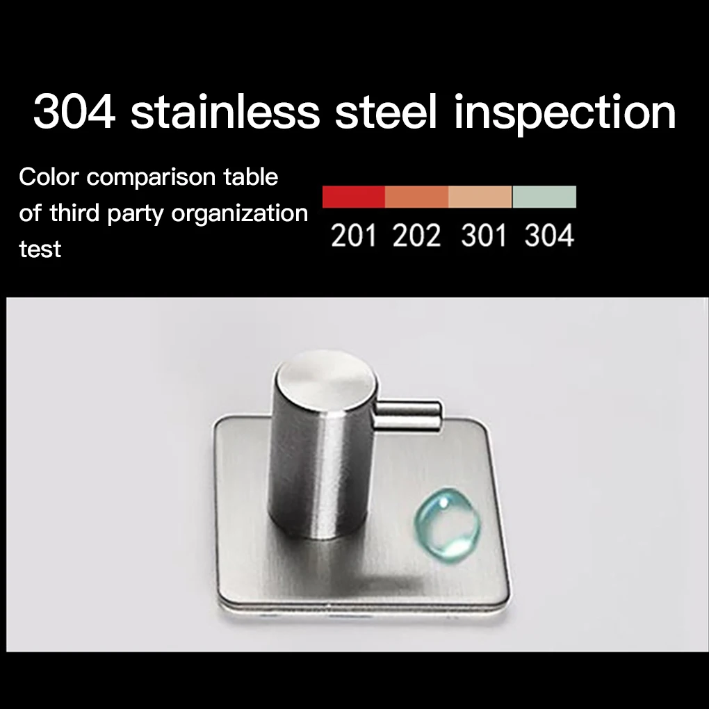 5Pcs Strong Self Adhesive Single Hooks Stainless Steel Hanger Wall Mounted Kitchen Bathroom Rack
