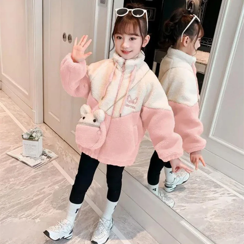 

Girls Kids Coat Jacket Overcoat Cotton 2022 Elegant Warm Plus Thicken Velvet Winter Sports Teenager School Children's Clothing