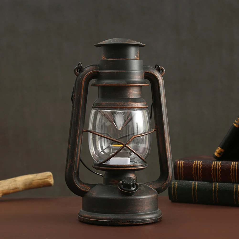 

25Cm Iron Antique Bronze Oil Lanterns (Cover) Portable Outdoor Camping Lamp Leak-Proof Seal Lights