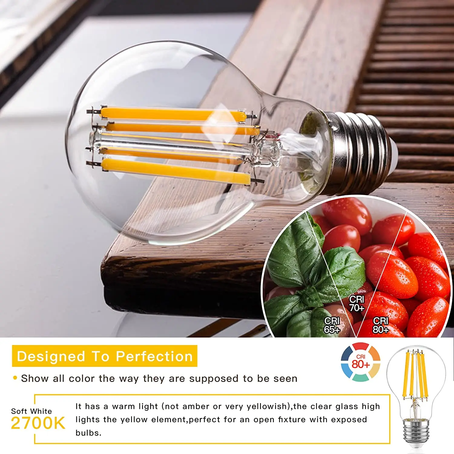 GANRILAND A19 E27 Edison Led Filament Light Bulb Dimmable 12W High Lumen 1521lm Vintage 2700K Bulbs For Pendant Decorative Lamp