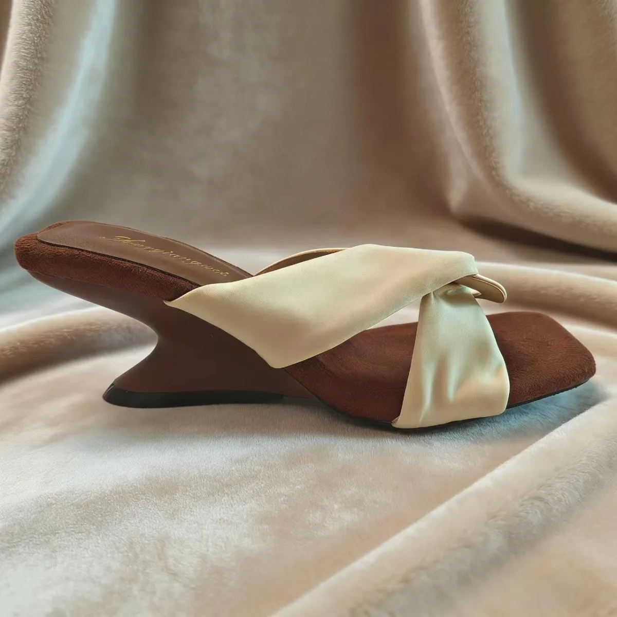 

Satin Women's Heel Sandals Elegant Ladies Party Shoes Summer Comfort Mules Dress Sandals High Heels 6cm D899