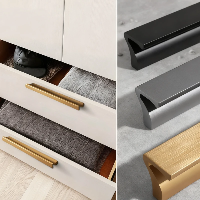 Alça fundida em liga de alumínio, alça escovada moderna e simples, armário de cozinha, guarda-roupa, gaveta, maçaneta da porta da mobília