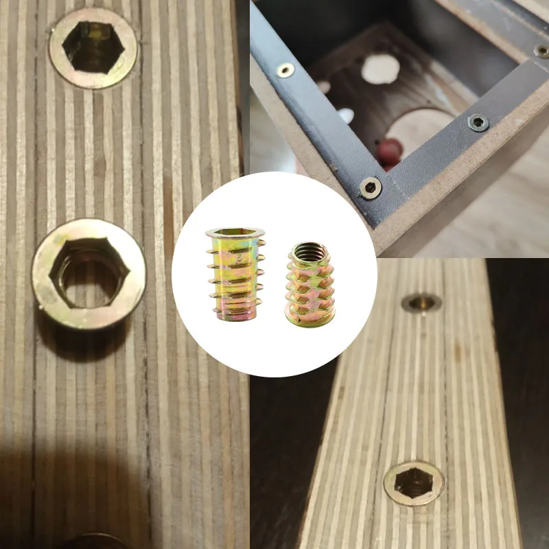 M4 M5 M6 M8 M10 Zinc Threaded Insert Nuts Woodworking Nut Inserts Furniture E-Nut Kirsite Thread Inside and Outside Nut For Bed