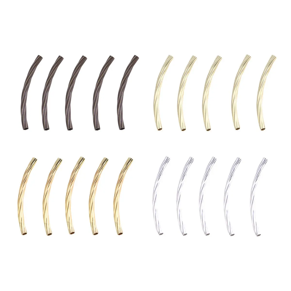200Pcs Copper Bent Tube Hollow Thread DIY Jewelry Making Kit for Necklace Bracelet Earrings Vintage Charm Copper